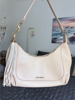 Steve Madden Golden Tan Camel Vegan Leather Shoulder Bag with Tassel
